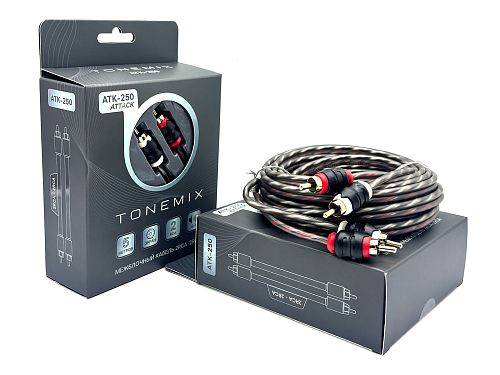 Межблочный кабель Tonemix ATK-250 2RCA-2RCA, 5.0 метр, витая пара,1 экран, медь