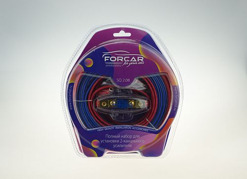 Установочный комплект проводов FORCAR SQ 2.08 для подключения 2х кан.усилителя 8 Ga